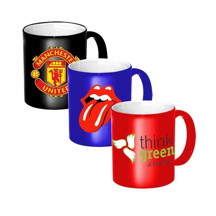 Potisk hrnečku, bílý, lem barevný  0,25l