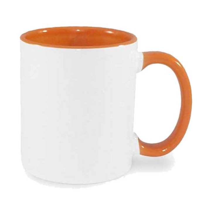 Potisk hrnečku, bílý, lem barevný  0,25l