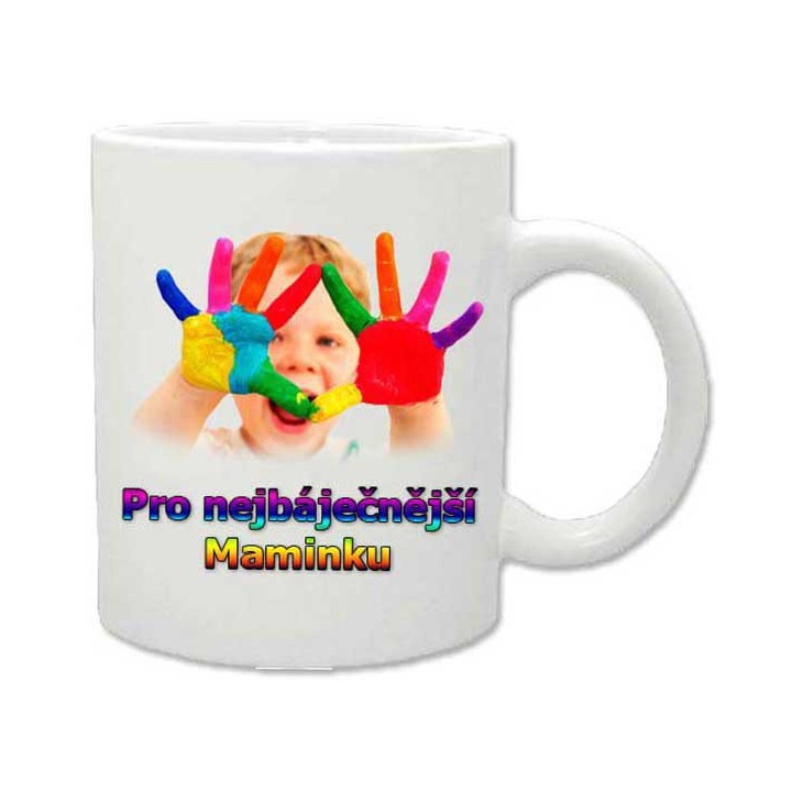 Hrnek s potiskem, bílý