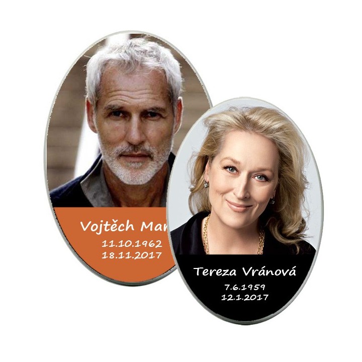 Kachlicka s potiskem, keramicka bila oval