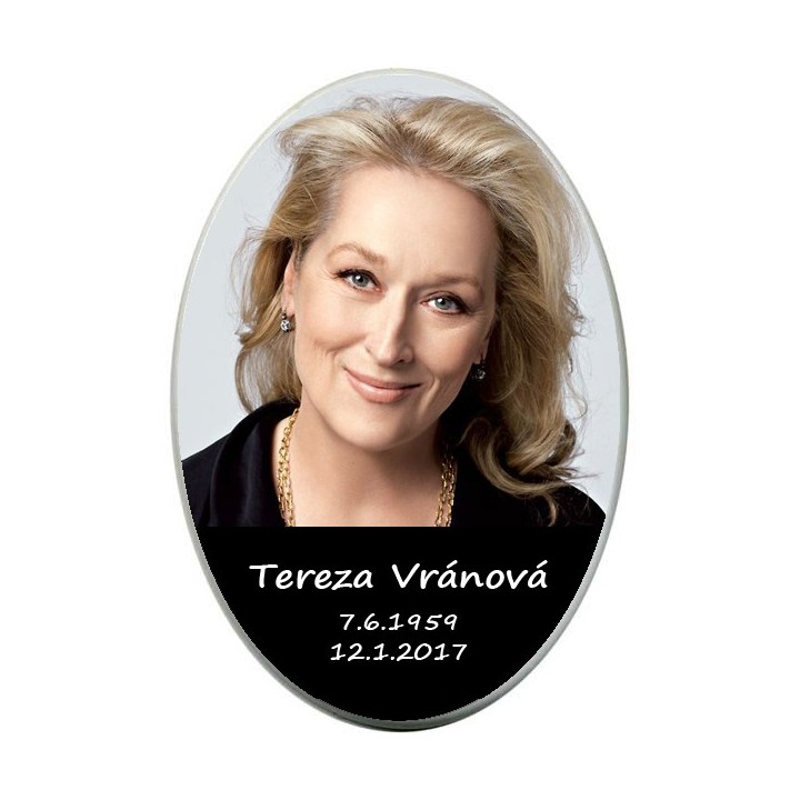 Kachlicka s potiskem, keramicka bila oval