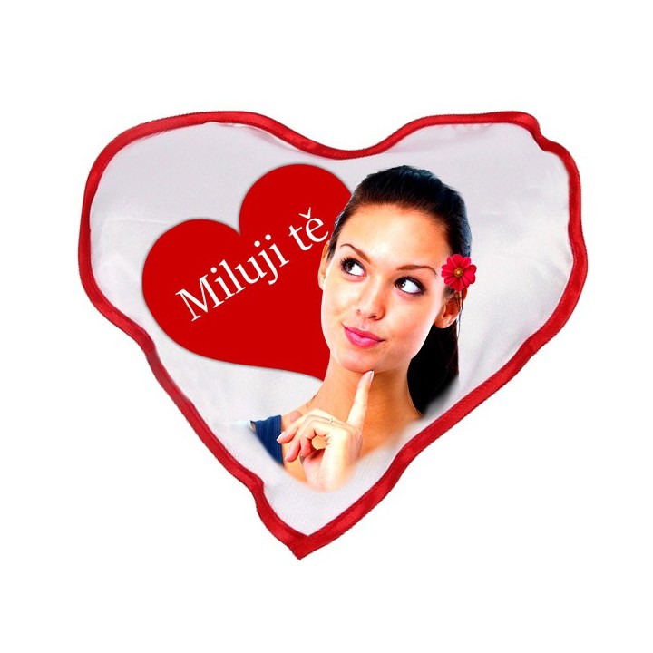 Polštář s potiskem, 30x30 srdce 