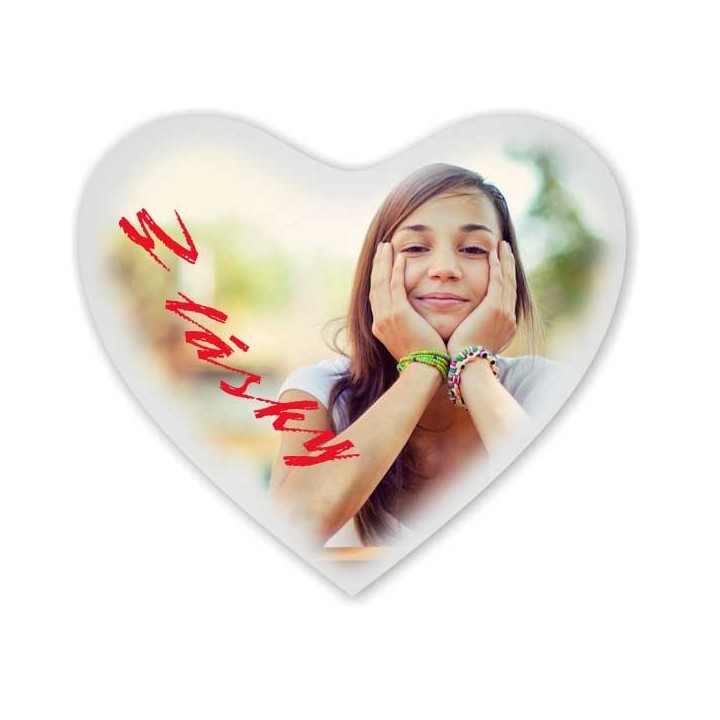 Polštář s potiskem, 30x30 srdce 