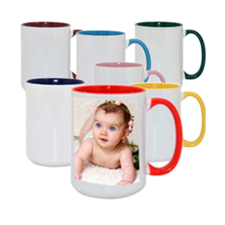 Potisk hrnečku, bílý, lem barevný  0,25l