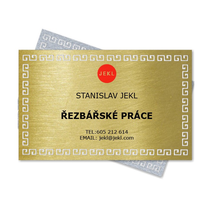 Vizitka, plech stribrny