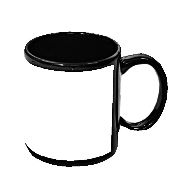 Hrnek s potiskem, černý, bílé okénko