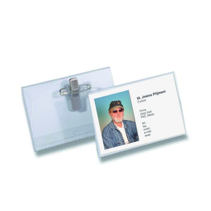 Jmenovka připínací s klipem -  plastová