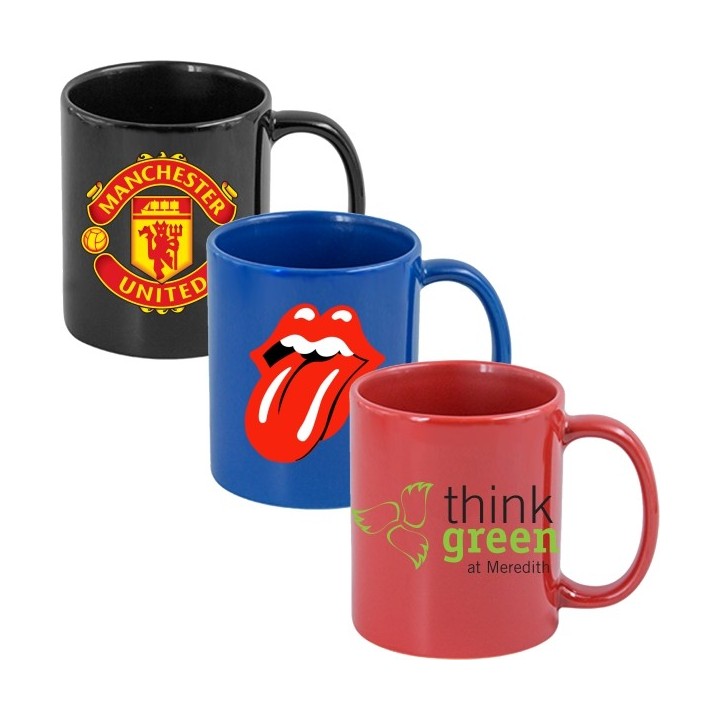 Potisk hrnečku, bílý, lem barevný  0,25l